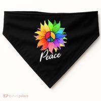 Cute Rainbow Peace Symbol Flower USA-Made Doggie Bandana thumb 0