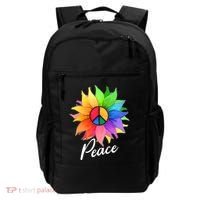 Cute Rainbow Peace Symbol Flower Backpack thumb 0