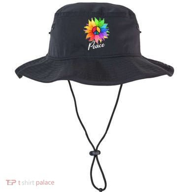 Cute Rainbow Peace Symbol Flower Bucket Hat
