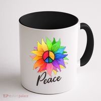 Cute Rainbow Peace Symbol Flower Coffee Mug thumb 1