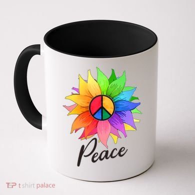 Cute Rainbow Peace Symbol Flower Coffee Mug
