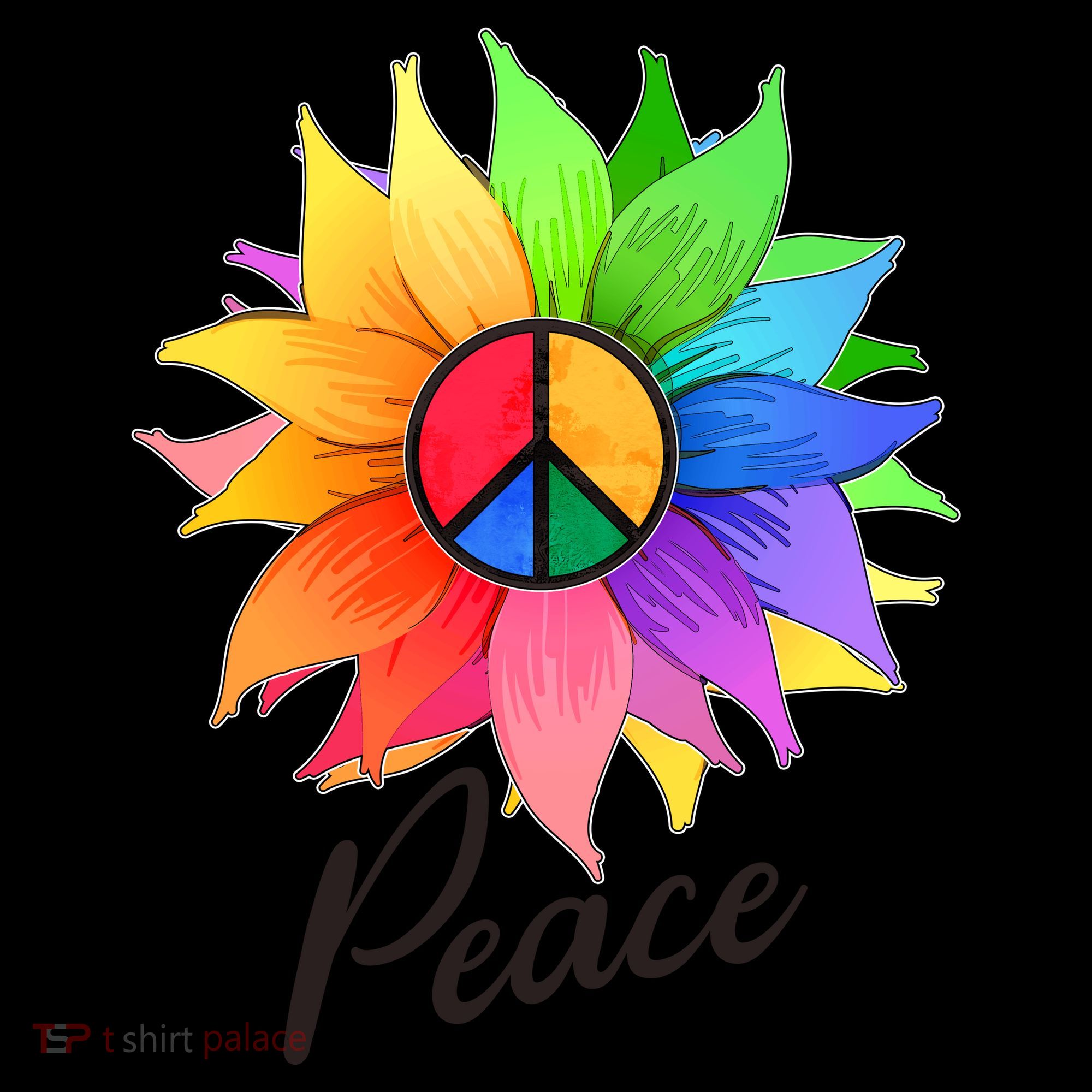 Cute Rainbow Peace Symbol Flower Coffee Mug