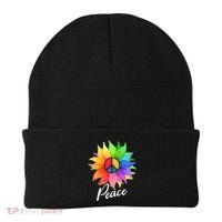 Cute Rainbow Peace Symbol Flower Beanie thumb 0