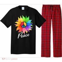 Cute Rainbow Peace Symbol Flower Pajama Set thumb 0
