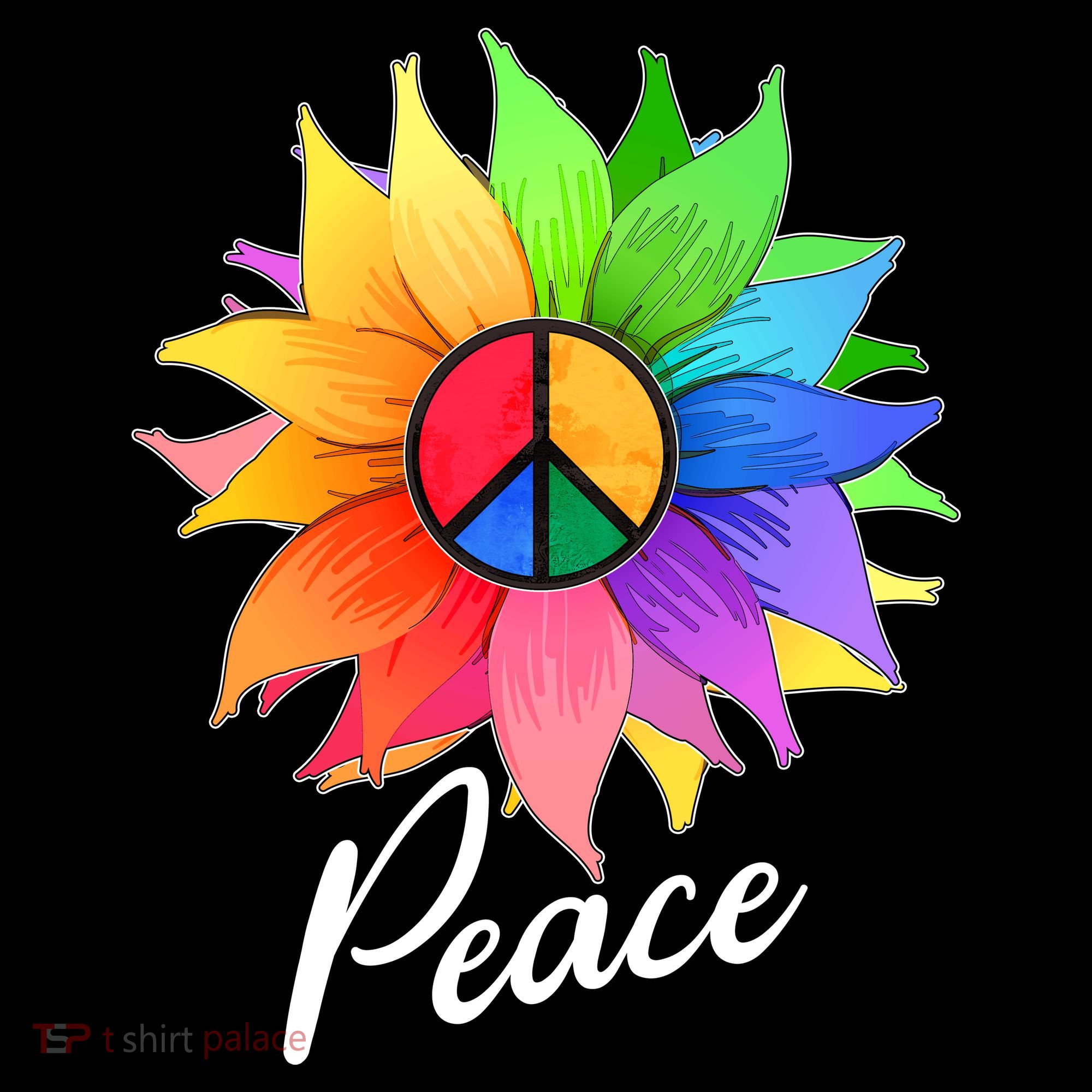 Cute Rainbow Peace Symbol Flower Women's Hoodie