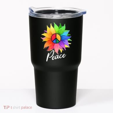 Cute Rainbow Peace Symbol Flower Tumbler