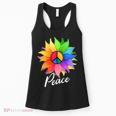 Cute Rainbow Peace Symbol Flower Women's Tank Top