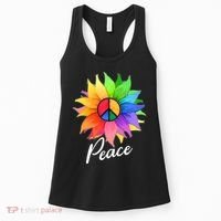 Cute Rainbow Peace Symbol Flower Women's Tank Top thumb 0