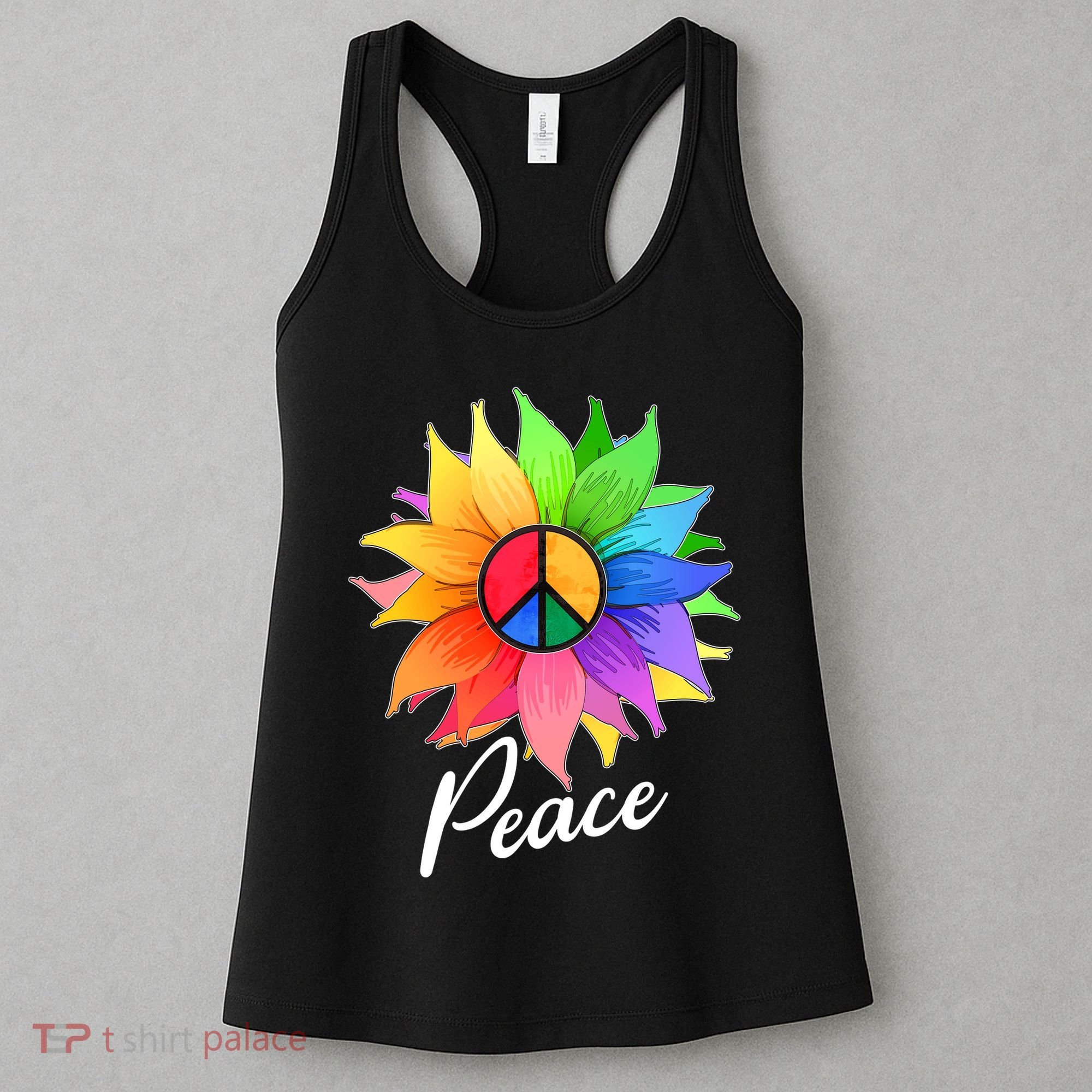 Cute Rainbow Peace Symbol Flower Women's Tank Top