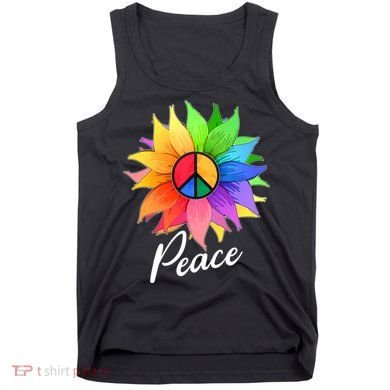 Cute Rainbow Peace Symbol Flower Tank Top