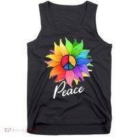 Cute Rainbow Peace Symbol Flower Tank Top thumb 0