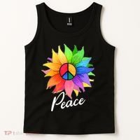 Cute Rainbow Peace Symbol Flower Tank Top thumb 2