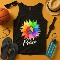 Cute Rainbow Peace Symbol Flower Tank Top thumb 4
