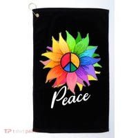 Cute Rainbow Peace Symbol Flower Golf Towel thumb 0