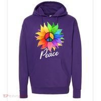Cute Rainbow Peace Symbol Flower Hoodie thumb 0