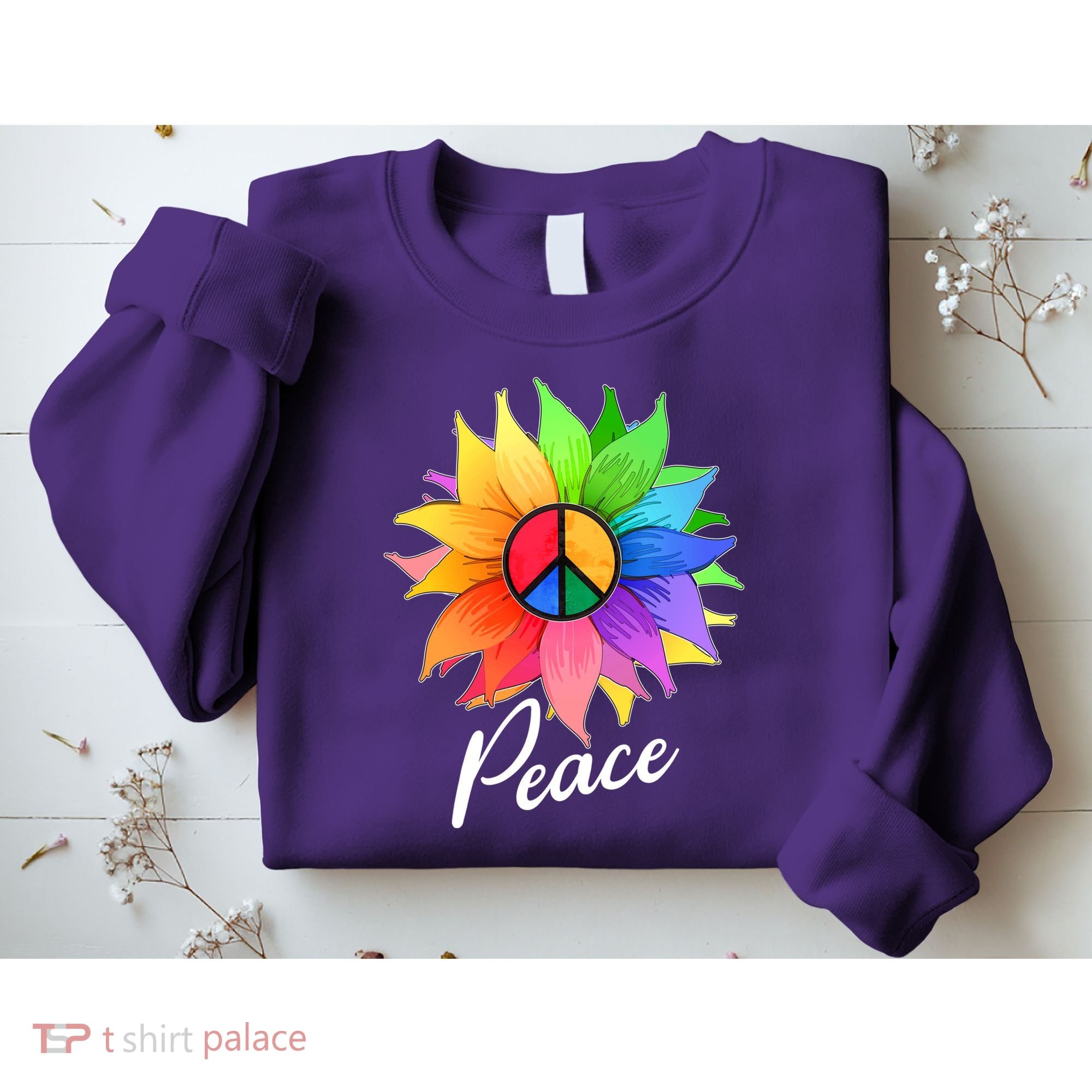 Cute Rainbow Peace Symbol Flower Sweatshirt