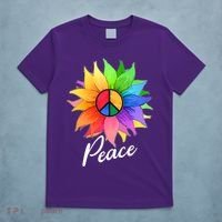 Cute Rainbow Peace Symbol Flower T-Shirt thumb 5