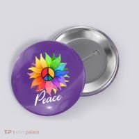 Cute Rainbow Peace Symbol Flower Button thumb 0