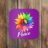Cute Rainbow Peace Symbol Flower Coaster thumb 0