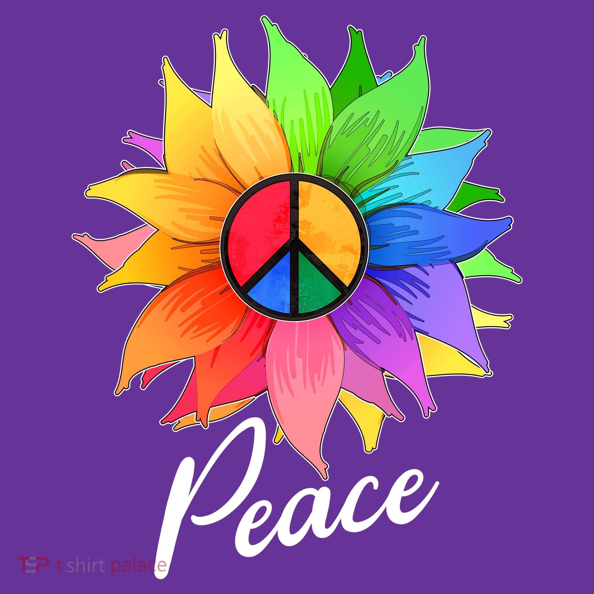 Cute Rainbow Peace Symbol Flower Coaster