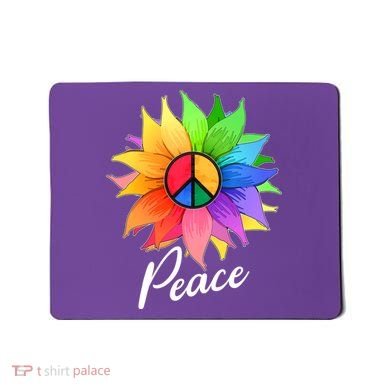 Cute Rainbow Peace Symbol Flower Mousepad