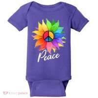 Cute Rainbow Peace Symbol Flower Baby Bodysuit thumb 0