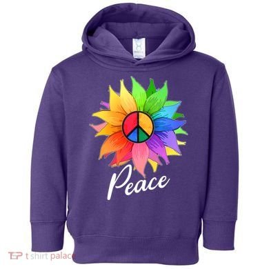 Cute Rainbow Peace Symbol Flower Toddler Hoodie