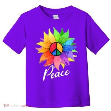 Cute Rainbow Peace Symbol Flower Toddler T-Shirt