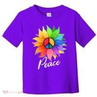 Cute Rainbow Peace Symbol Flower Toddler T-Shirt thumb 0