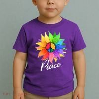 Cute Rainbow Peace Symbol Flower Toddler T-Shirt thumb 2