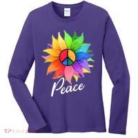Cute Rainbow Peace Symbol Flower Women's Long Sleeve Shirt thumb 0