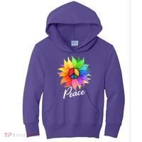 Cute Rainbow Peace Symbol Flower Kids Hoodie thumb 0