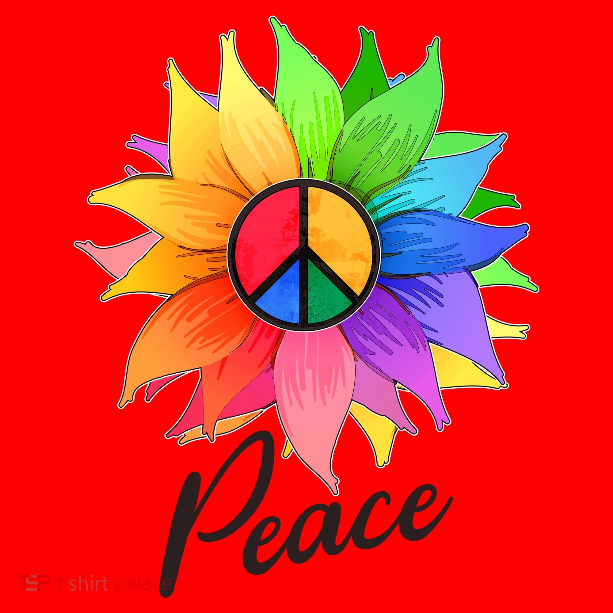 Cute Rainbow Peace Symbol Flower Santa Hat