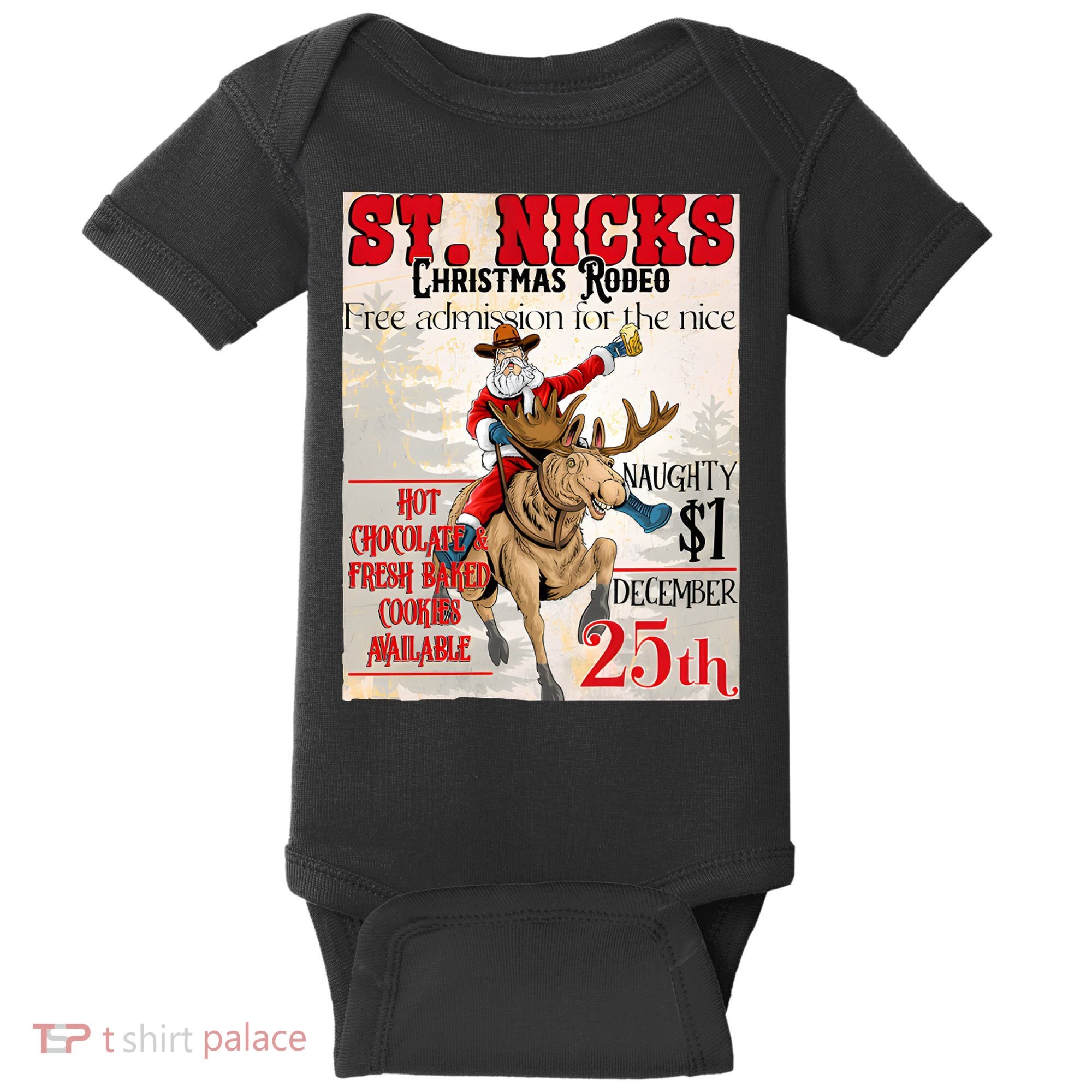 Christmas Rodeo Poster Western Christmas Baby Bodysuit