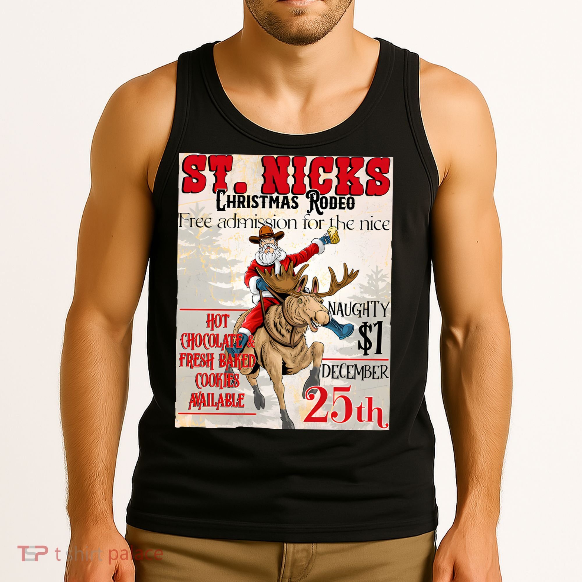 Christmas Rodeo Poster Western Christmas Tank Top
