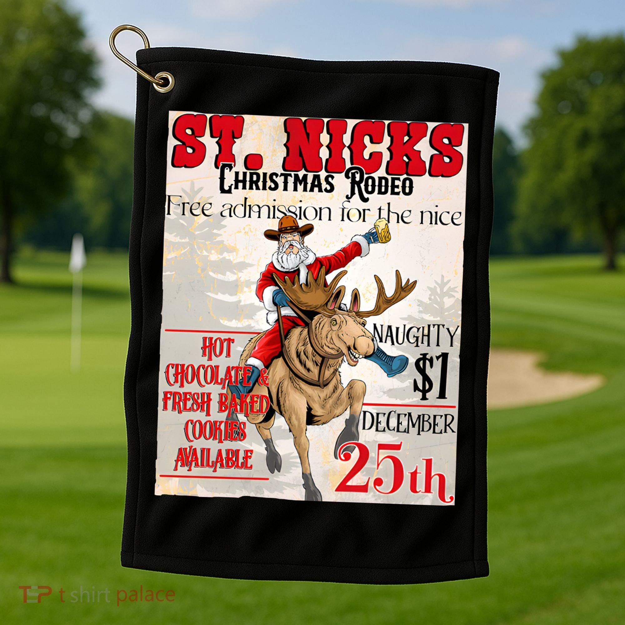 Christmas Rodeo Poster Western Christmas Golf Towel