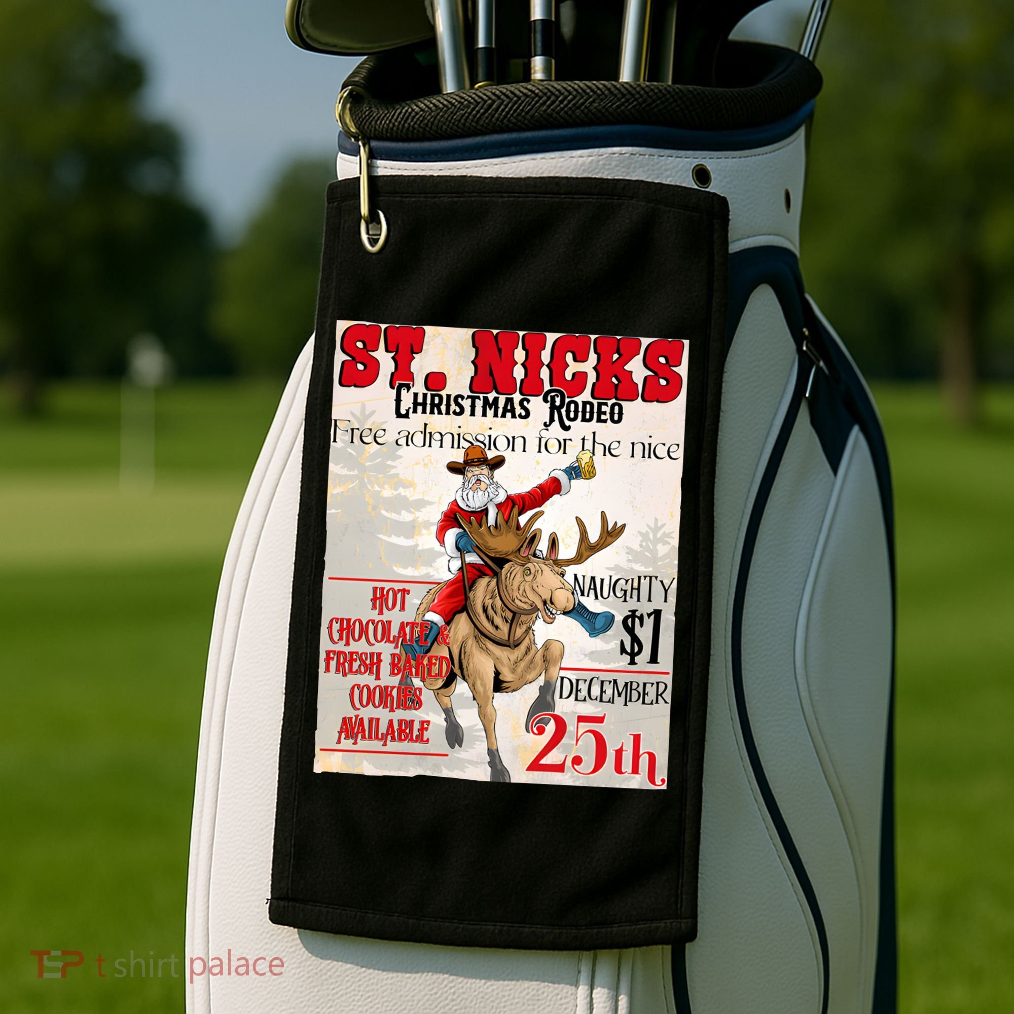 Christmas Rodeo Poster Western Christmas Golf Towel