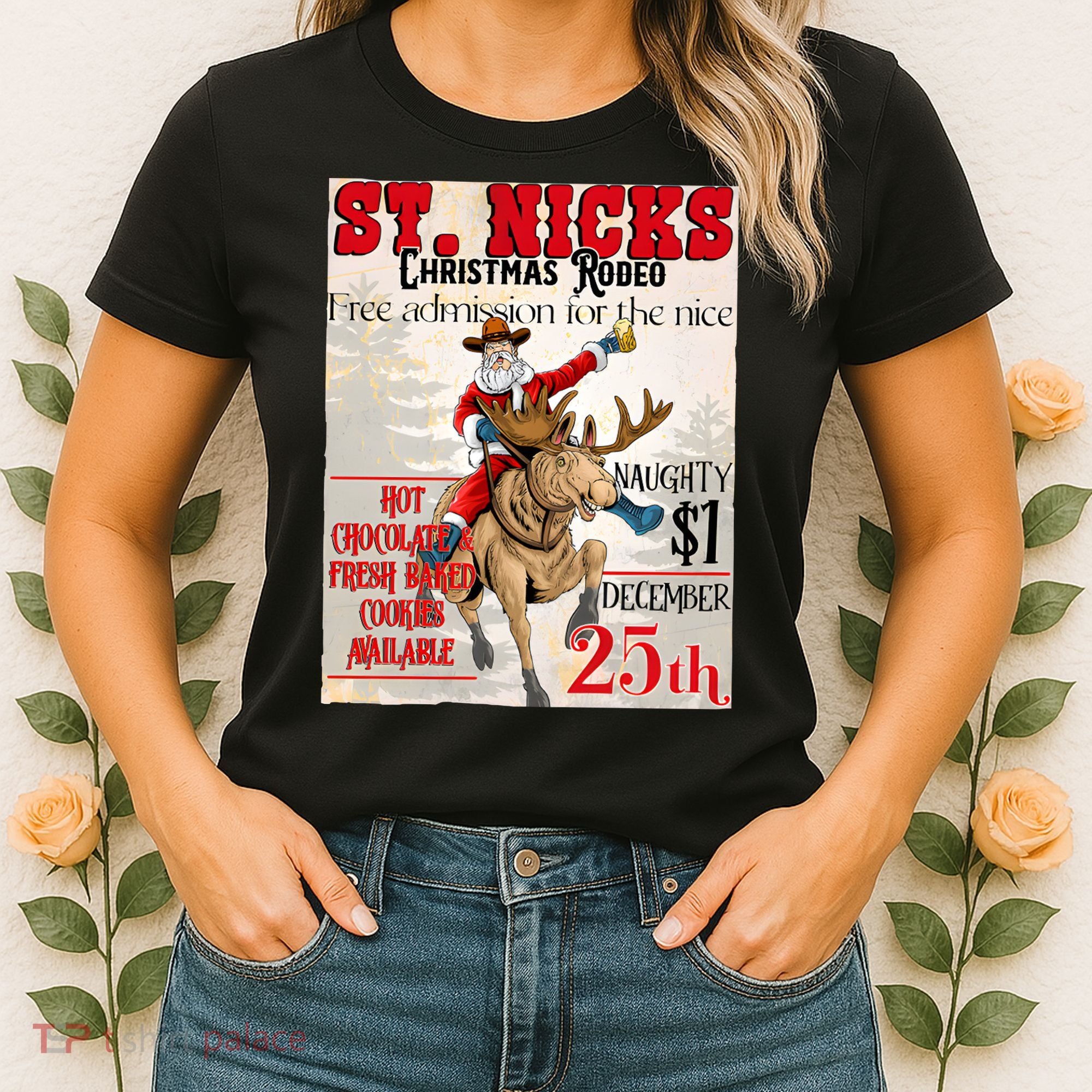 Christmas Rodeo Poster Western Christmas Women's T-Shirt