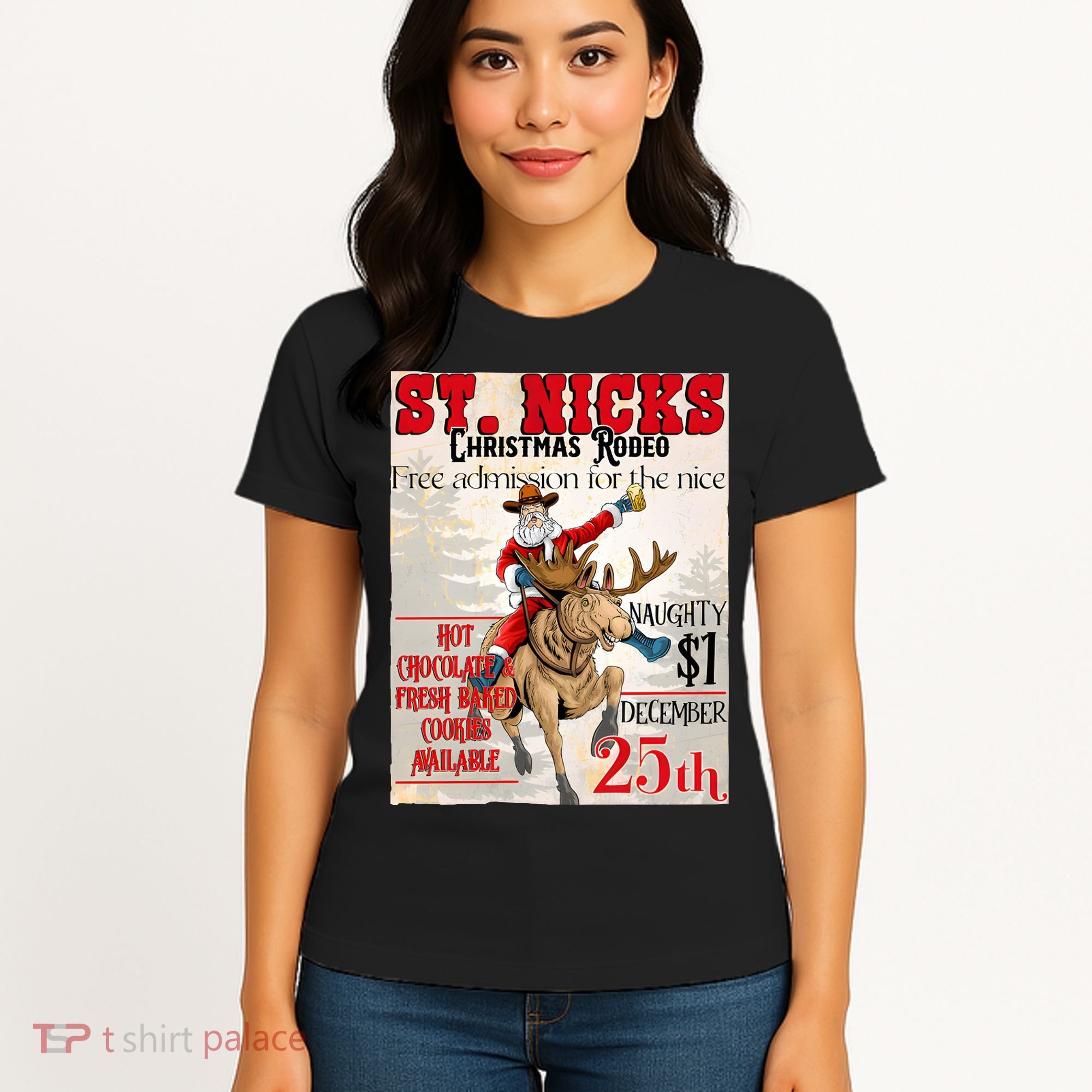 Christmas Rodeo Poster Western Christmas Women's T-Shirt