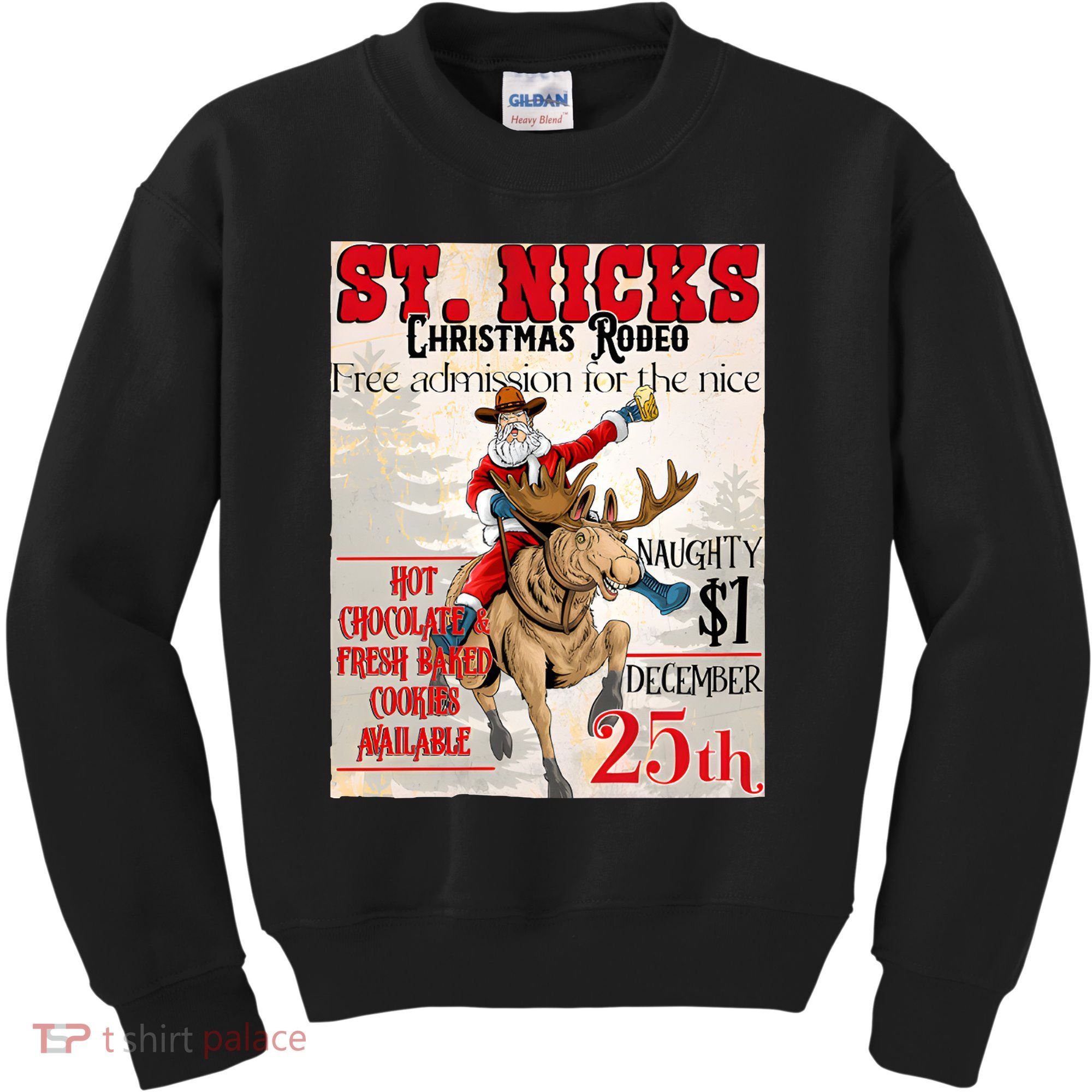 Christmas Rodeo Poster Western Christmas Kids Sweatshirt