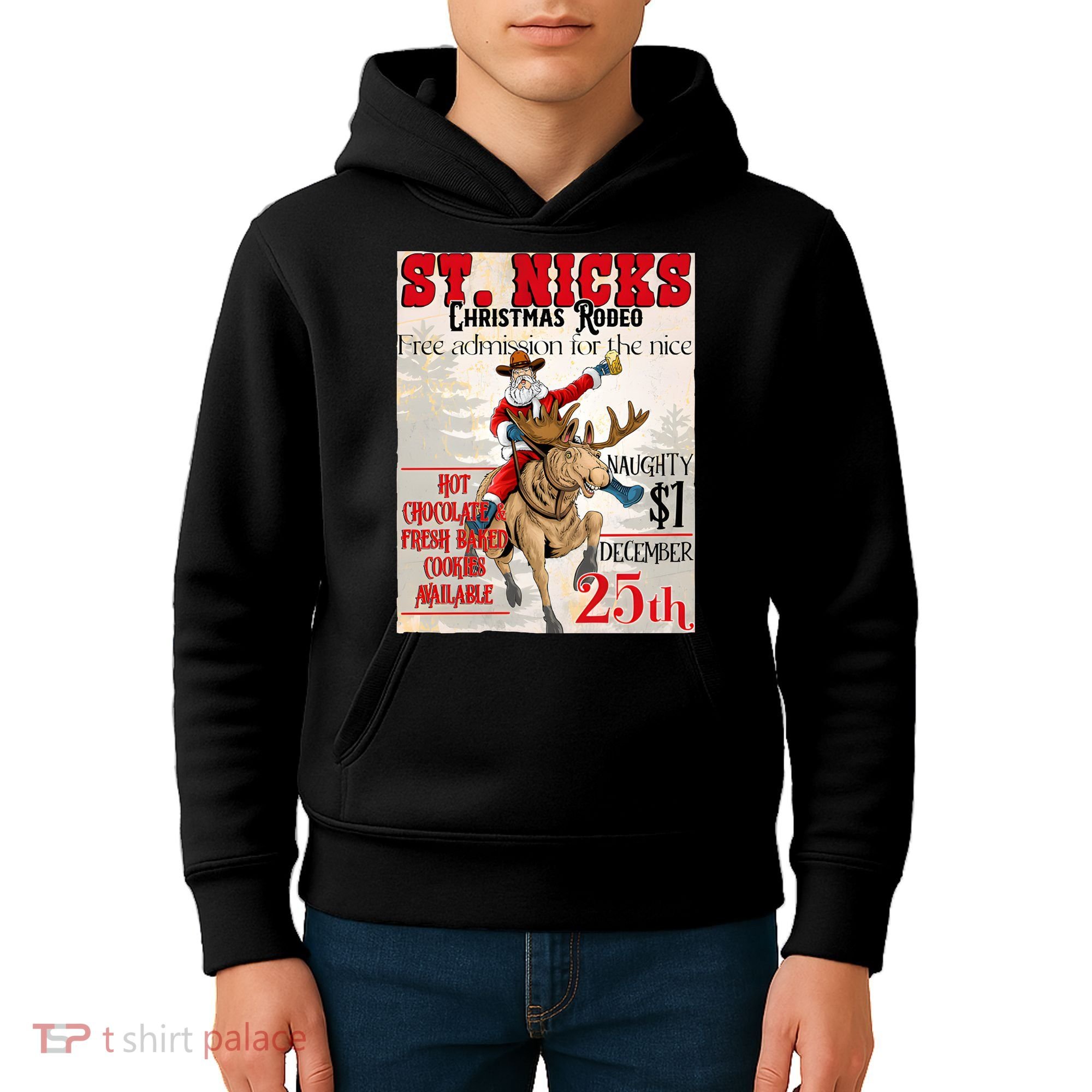Christmas Rodeo Poster Western Christmas Kids Hoodie