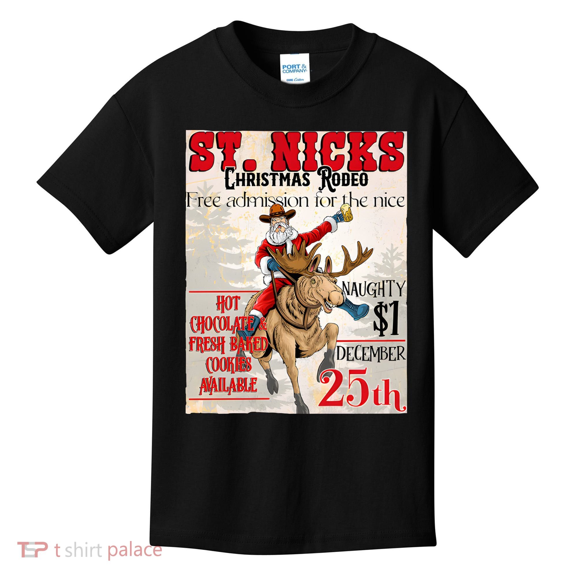 Christmas Rodeo Poster Western Christmas Kids T-Shirt