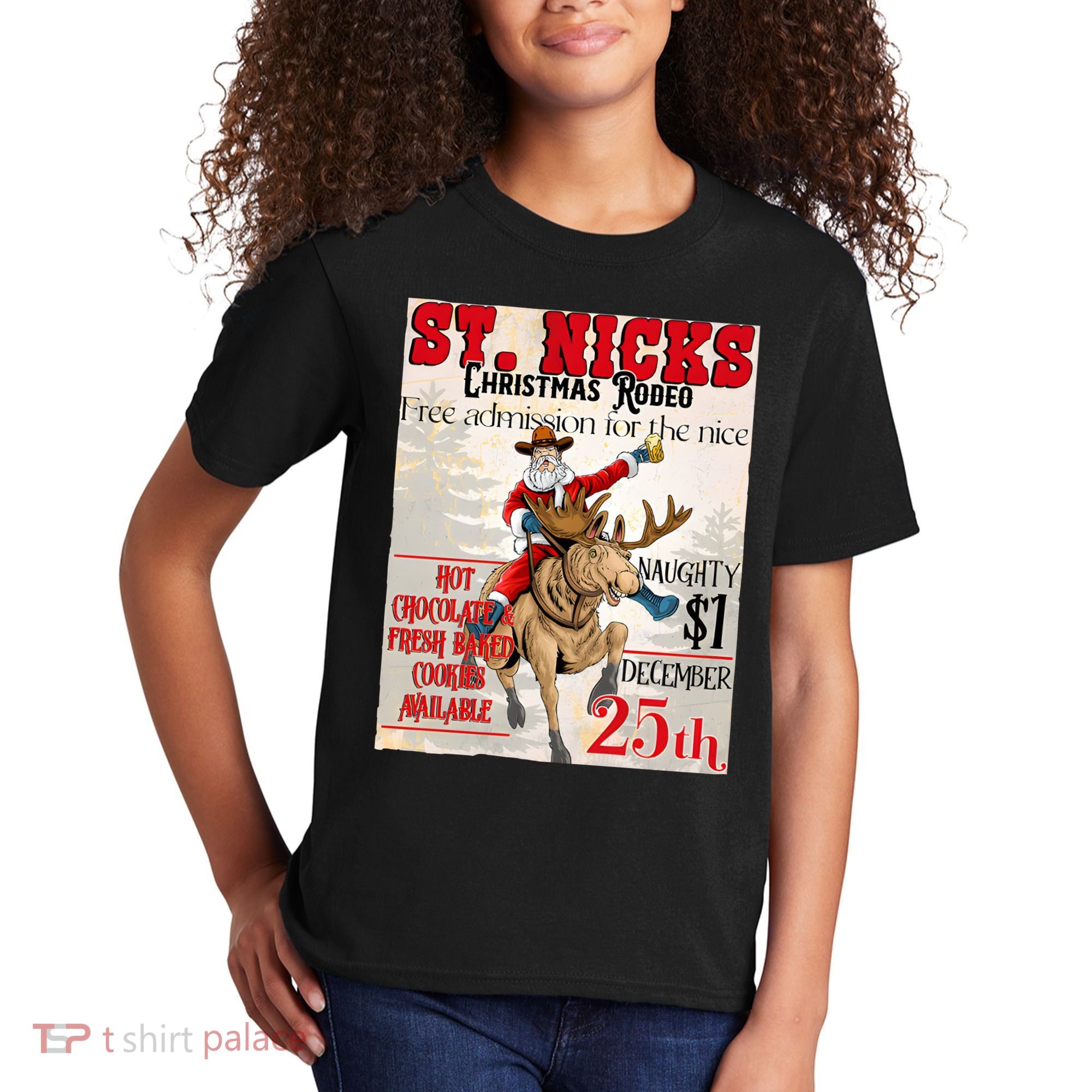 Christmas Rodeo Poster Western Christmas Kids T-Shirt