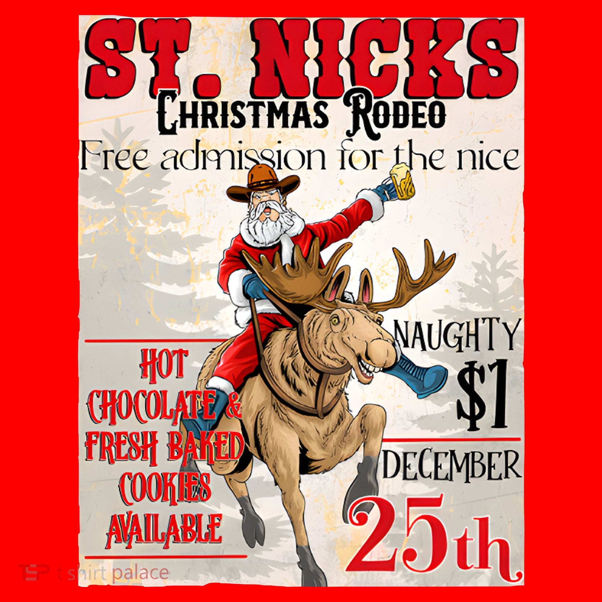 Christmas Rodeo Poster Western Christmas Santa Hat