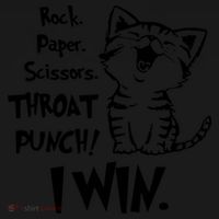 Cat Rock Paper Scissors Throat Punch I Win Coaster thumb 2