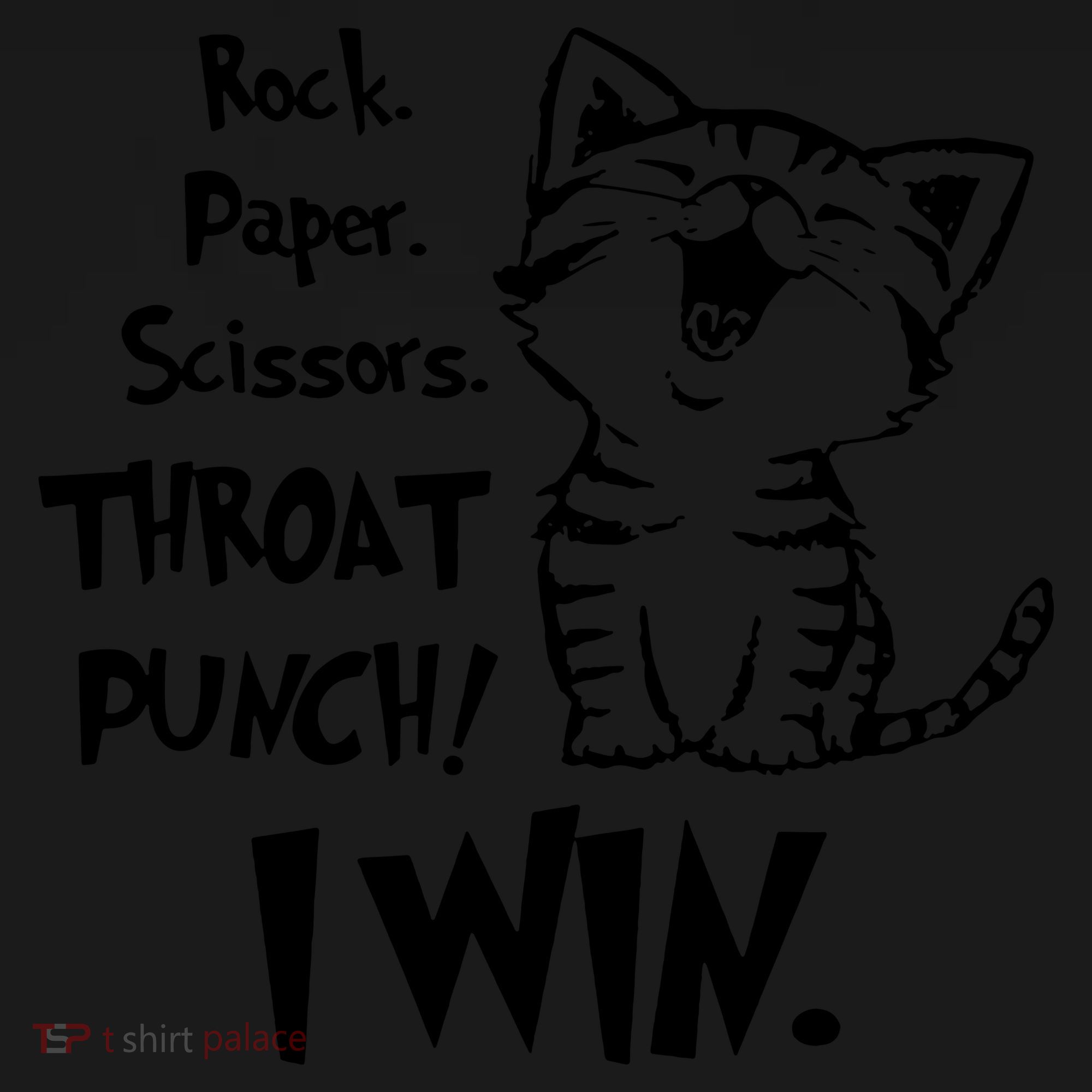Cat Rock Paper Scissors Throat Punch I Win Coaster