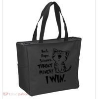 Cat Rock Paper Scissors Throat Punch I Win Tote Bag thumb 2