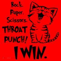 Cat Rock Paper Scissors Throat Punch I Win Santa Hat thumb 1