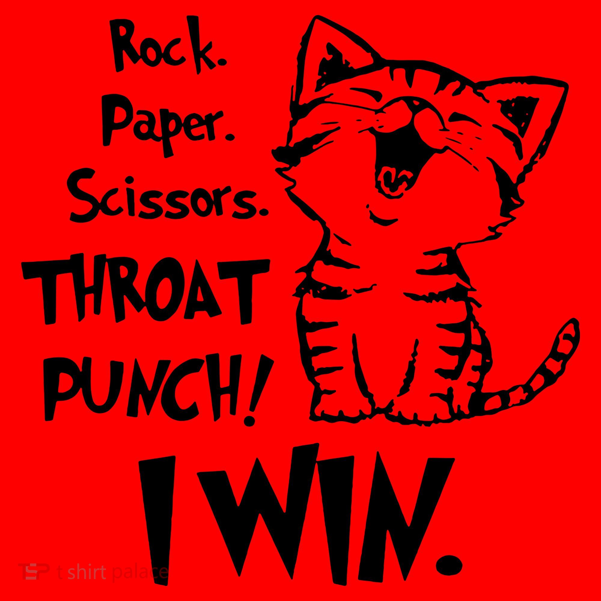 Cat Rock Paper Scissors Throat Punch I Win Santa Hat