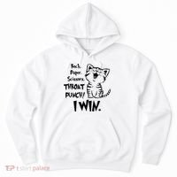 Cat Rock Paper Scissors Throat Punch I Win Hoodie thumb 0